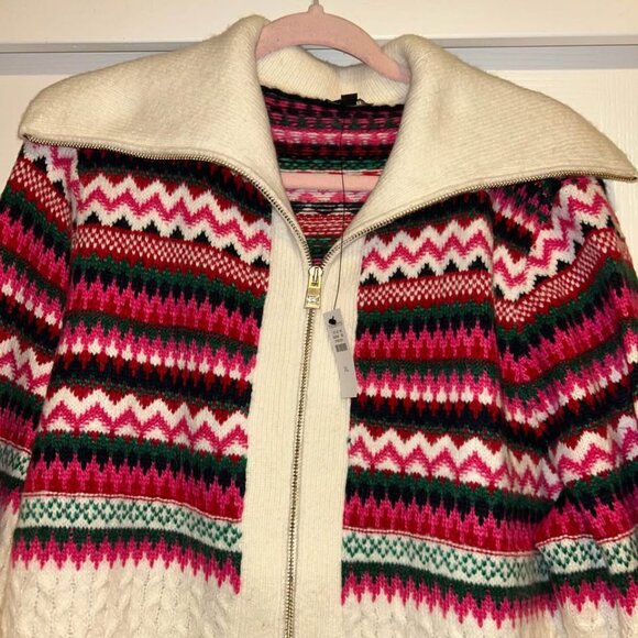 NWT Talbots Zip Cardigan Sweater- Joyful Fair Isle woman's size XL - Picture 6 of 12